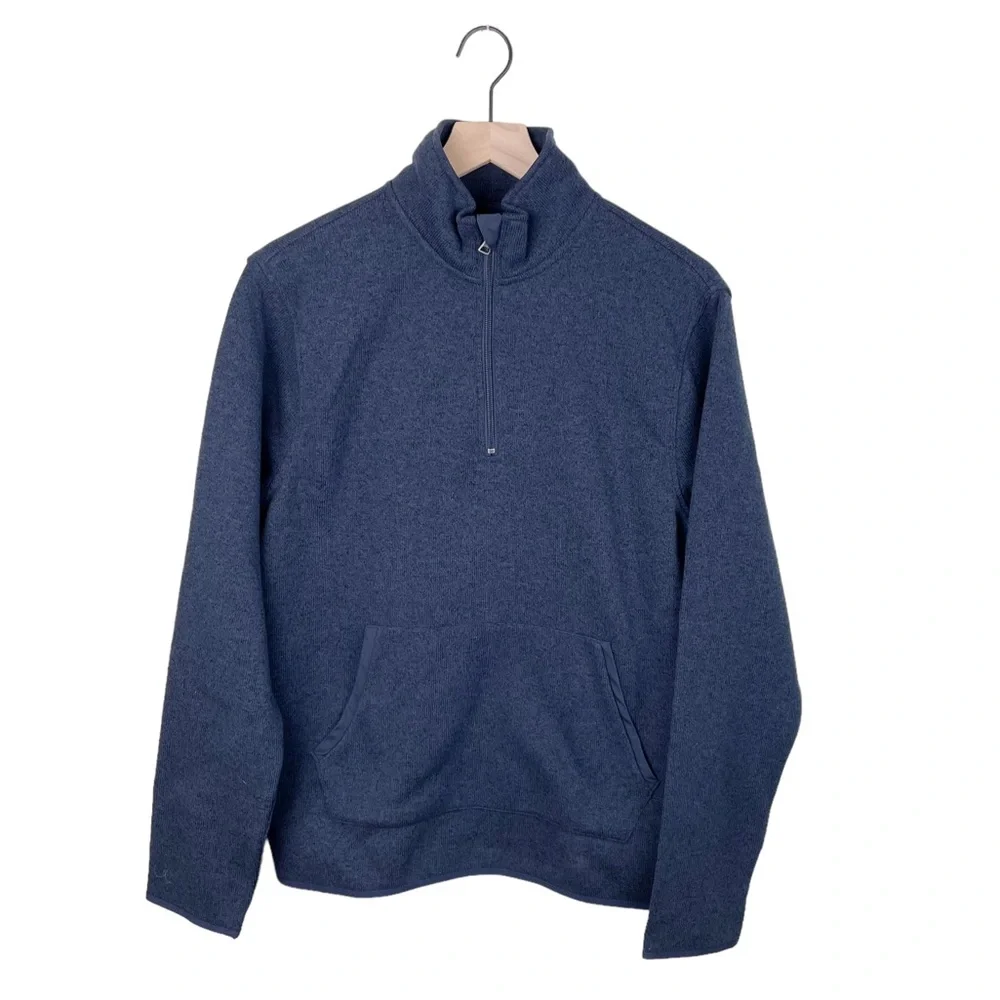 J. Crew Mercantile Men’s Sweater Fleece Half-Zip Pullover Marled Navy Medium